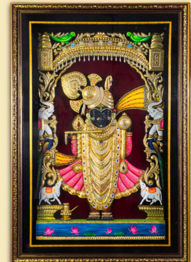 Dwarkadhish gold wooden painting
